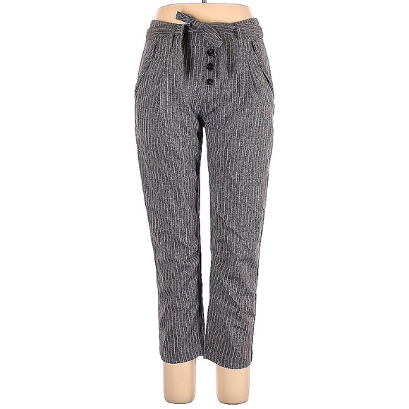 Anthropologie Pants - HYFVE grey stripe hi waisted dress pant buttons up casual work modern static L